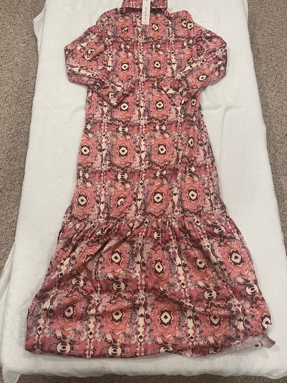 NWT Fashion Mia Pink Paisley Bohemian Maxi Dress Medium - Picture 2 of 8